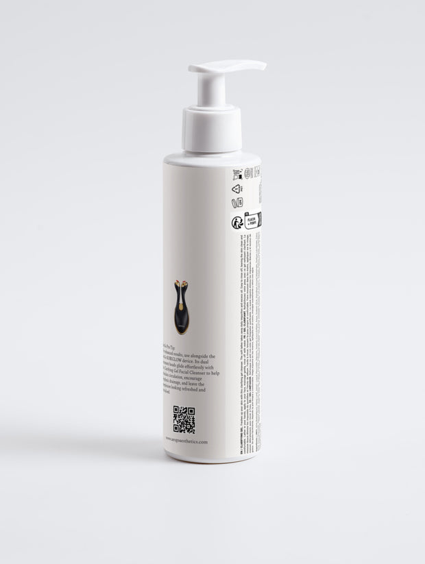 AesGo Clarifying Gel Facial Cleanser bottle, showing the clear gel texture designed to deep clean pores and remove impurities without stripping moisture.