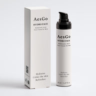 AesGo Hydro Face Hyaluronic Acid Cream in a sleek jar, highlighting its lightweight, deeply hydrating formula for a plump and glowing complexion.
