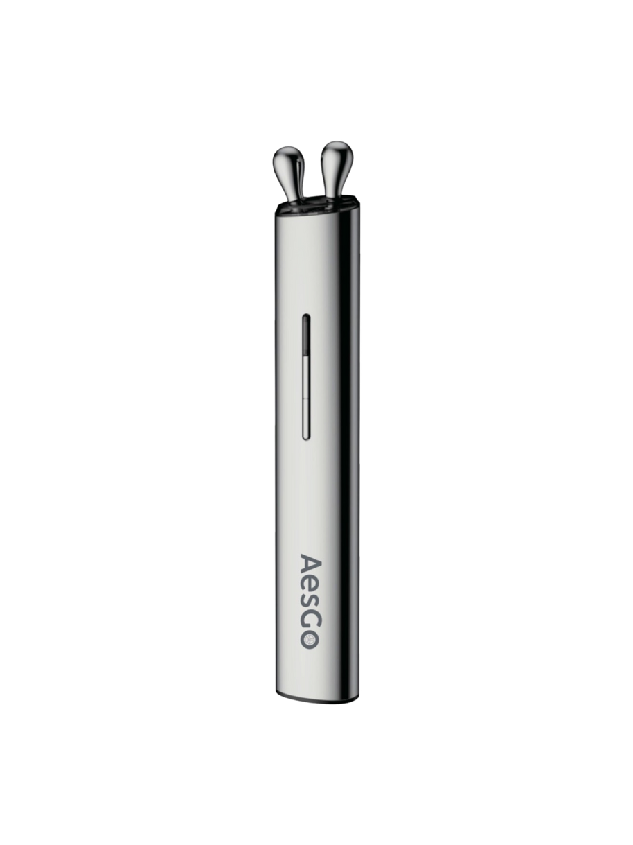 AesGo Revita3D Under Eye Massager for dark circles and puffiness. Professional microcurrent eye therapy device with 3D sonic vibration and heat for lymphatic drainage and anti-ageing skin tightening.