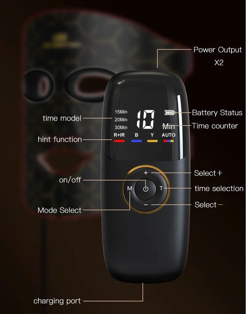 AesGo LED Light Therapy Mask with multiple wavelengths for acne, wrinkles, and hyperpigmentation. Medical-grade silicone face mask for professional-level phototherapy and skin brightening.